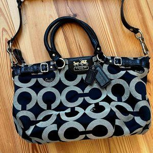 COACH 18608 💐 GUNMETAL BLACK MADISON SIGNATURE SOPHIA SATCHEL